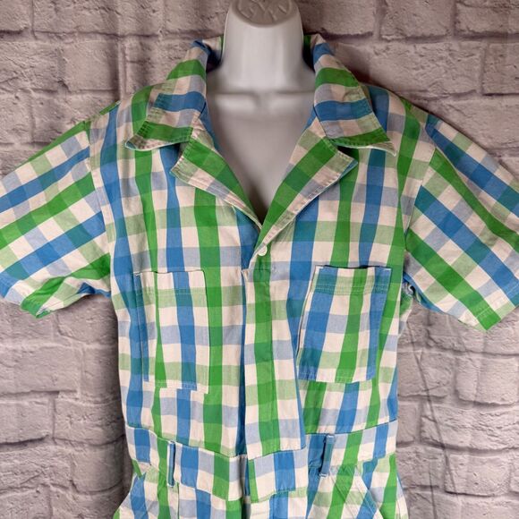 Big Bud Press Short Sleeve Shorts Jumpsuit 2XL Adult Womens Unisex Gingham Plaid - Picture 4 of 10